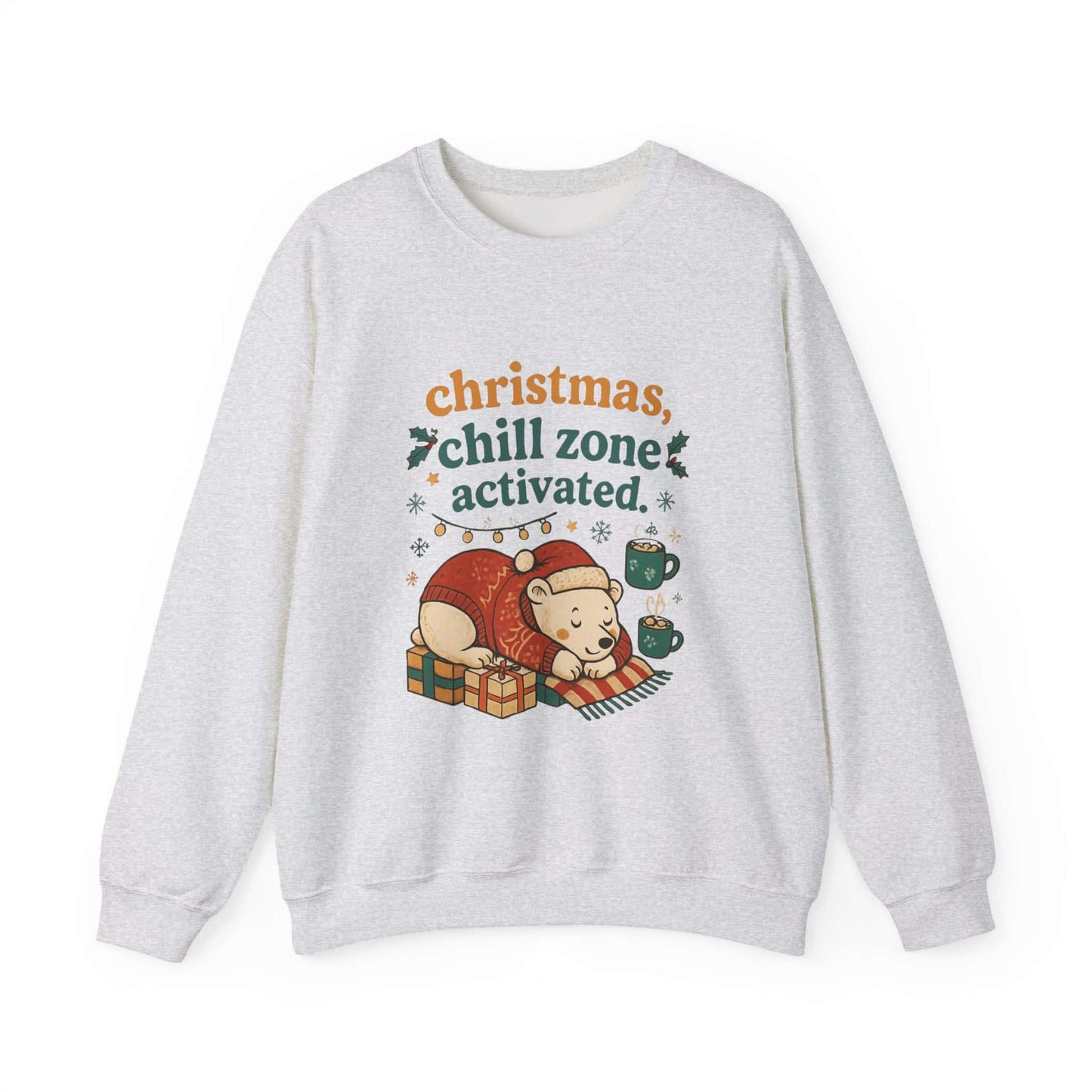 Christmas Chill Zone Activated crewneck ash gray – comfy Christmas gift