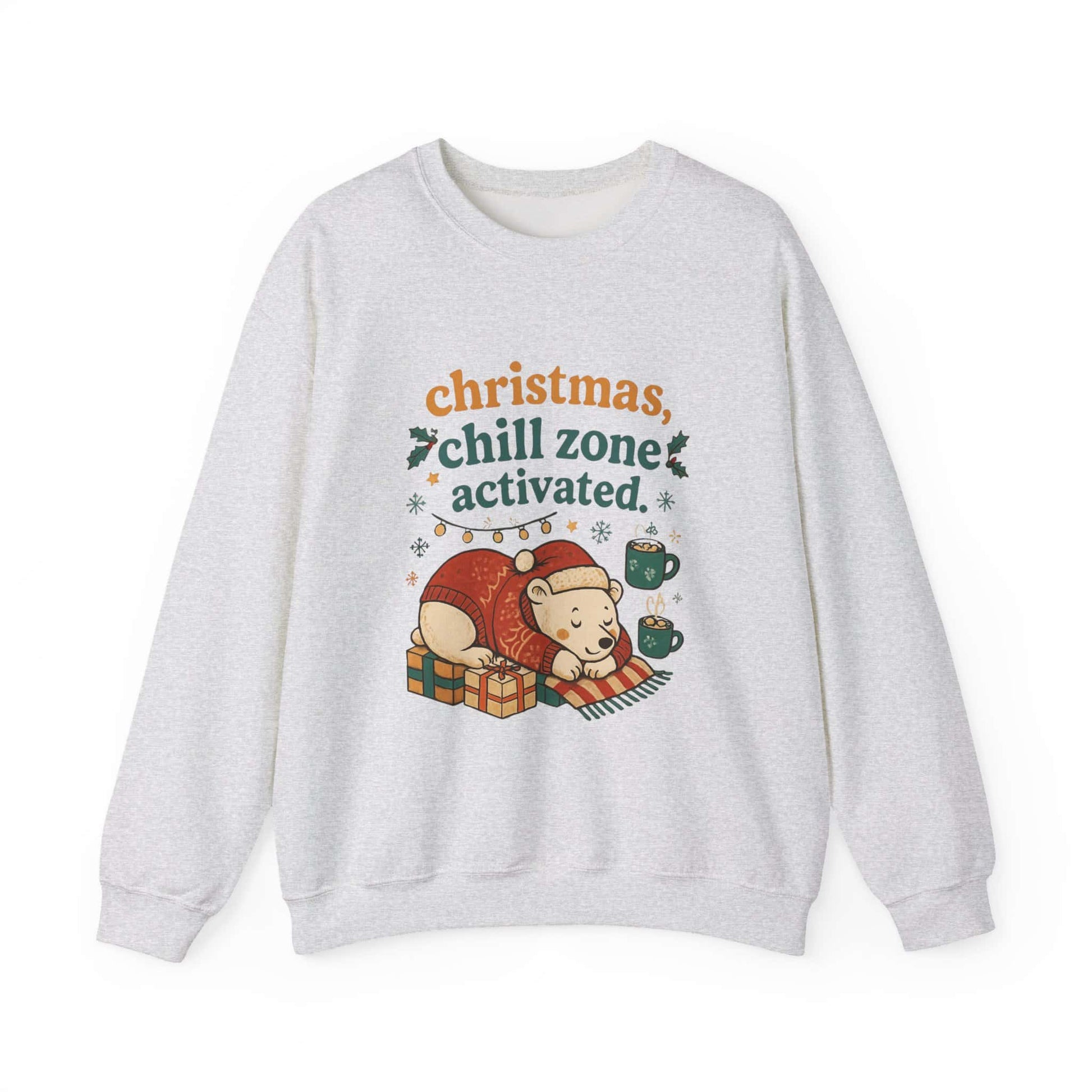 Christmas Chill Zone Activated crewneck ash gray – comfy Christmas gift