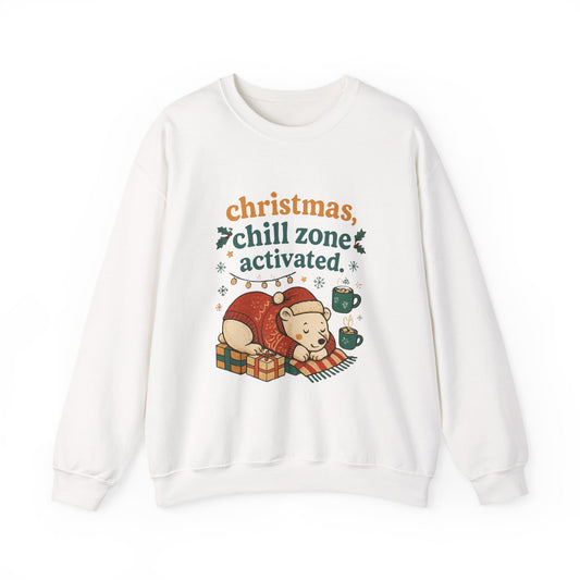 Christmas Chill Zone Activated crewneck white front