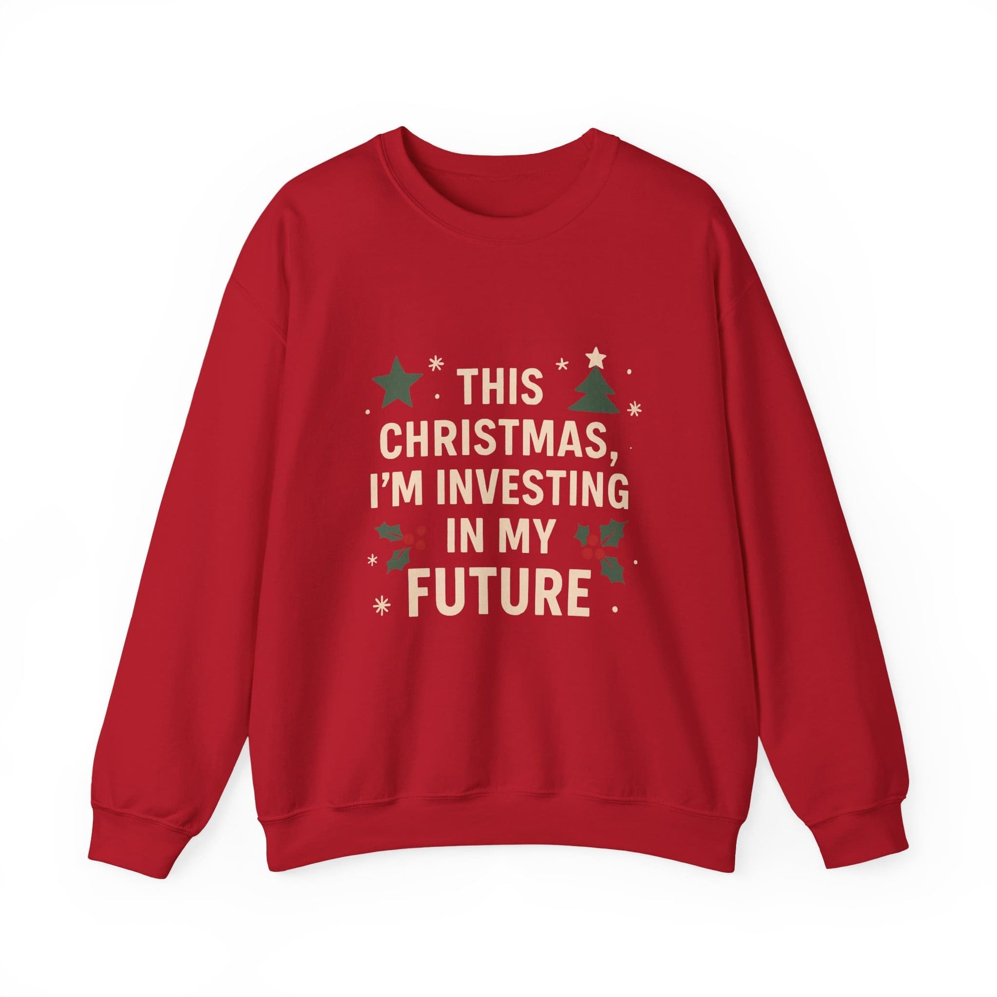 Christmas crewneck cherry red front – festive holiday gift